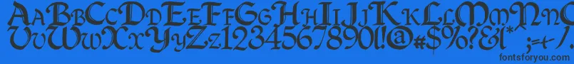 Quillcapitals Font – Black Fonts on Blue Background