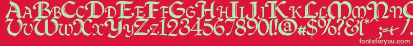 Шрифт Quillcapitals – зелёные шрифты на красном фоне
