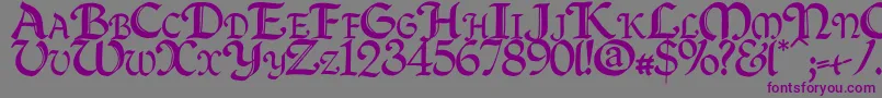 Quillcapitals-fontti – violetit fontit harmaalla taustalla