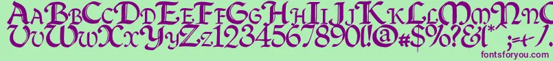 Шрифт Quillcapitals – фиолетовые шрифты на зелёном фоне