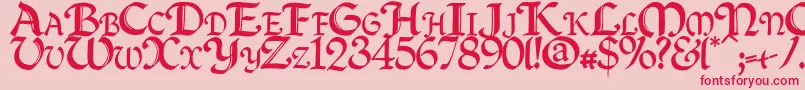 Czcionka Quillcapitals – czerwone czcionki na różowym tle