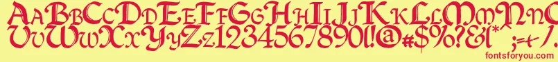 fuente Quillcapitals – Fuentes Rojas Sobre Fondo Amarillo