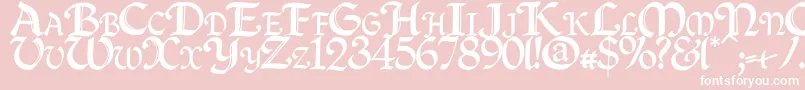 Quillcapitals-Schriftart – Weiße Schriften auf rosa Hintergrund