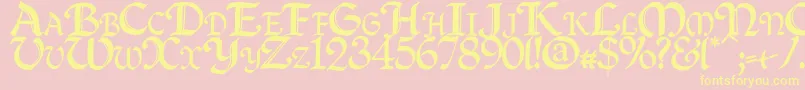 Quillcapitals-Schriftart – Gelbe Schriften auf rosa Hintergrund