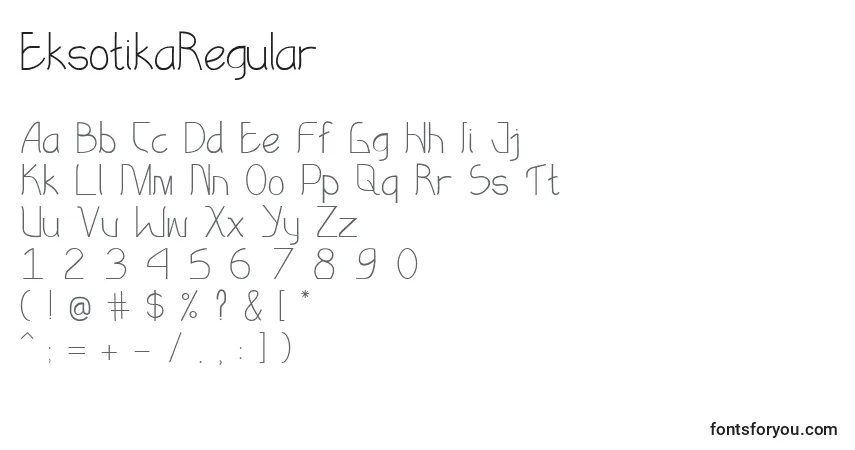 Czcionka EksotikaRegular – alfabet, cyfry, specjalne znaki
