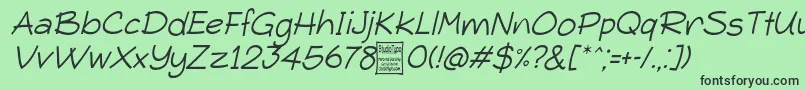 TypoComicaLightItalicDemo Font – Black Fonts on Green Background