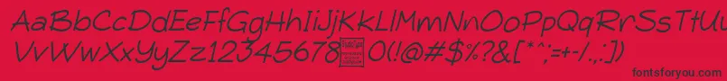 TypoComicaLightItalicDemo Font – Black Fonts on Red Background