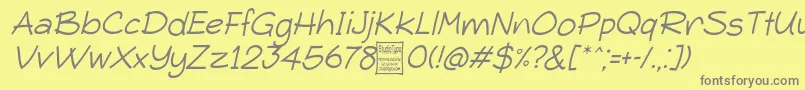 Weitere Informationen zur TypoComicaLightItalicDemo-Schriftart TypoComicaLightItalicDemo-Schriftart – Graue Schriften auf gelbem Hintergrund