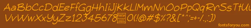 Czcionka TypoComicaLightItalicDemo – pomarańczowe czcionki na brązowym tle