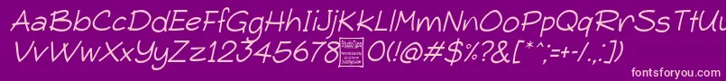 TypoComicaLightItalicDemo Font – Pink Fonts on Purple Background