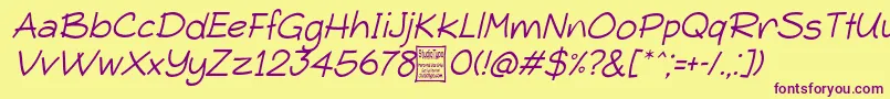 TypoComicaLightItalicDemo Font – Purple Fonts on Yellow Background