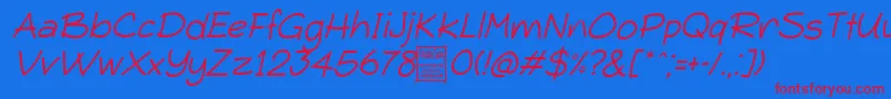 TypoComicaLightItalicDemo Font – Red Fonts on Blue Background