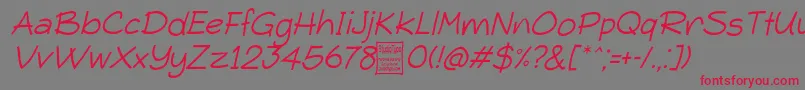 フォントTypoComicaLightItalicDemo – 赤い文字の灰色の背景