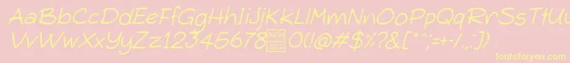 TypoComicaLightItalicDemo Font – Yellow Fonts on Pink Background