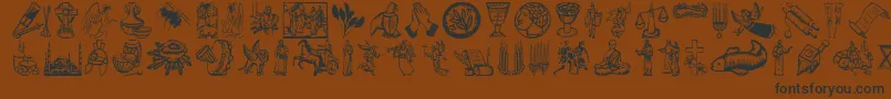 Religioussymbols-Schriftart – Schwarze Schriften auf braunem Hintergrund