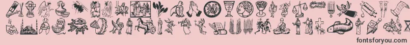 Religioussymbolsフォントについての詳細 フォントReligioussymbols – ピンクの背景に黒い文字