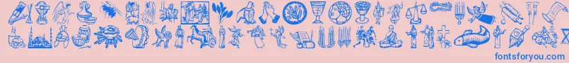 Religioussymbols-fontti – siniset fontit vaaleanpunaisella taustalla