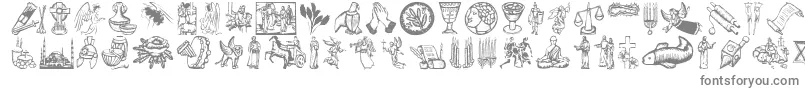 Fonte Religioussymbols – fontes cinzas em um fundo branco