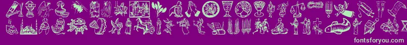 Religioussymbols Font – Green Fonts on Purple Background