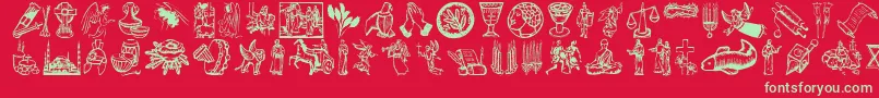 fuente Religioussymbols – Fuentes Verdes Sobre Fondo Rojo