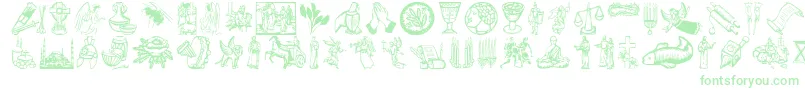 フォントReligioussymbols – 白い背景に緑のフォント