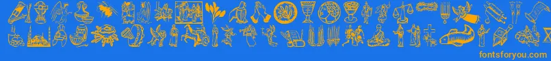 Religioussymbols Font – Orange Fonts on Blue Background