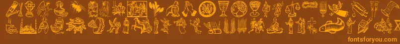 Religioussymbols Font – Orange Fonts on Brown Background
