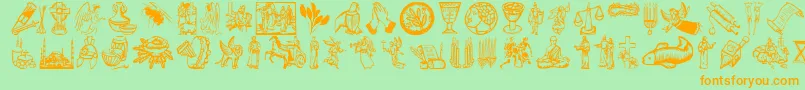Шрифт Religioussymbols – оранжевые шрифты на зелёном фоне