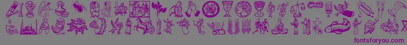 Шрифт Religioussymbols – фиолетовые шрифты на сером фоне