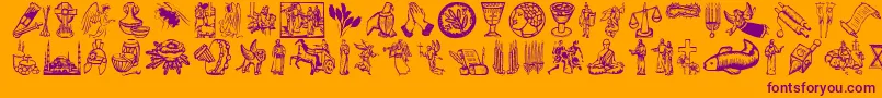 フォントReligioussymbols – オレンジの背景に紫のフォント