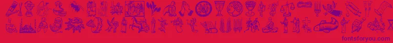 Religioussymbols-fontti – violetit fontit punaisella taustalla