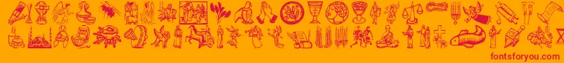 fuente Religioussymbols – Fuentes Rojas Sobre Fondo Naranja