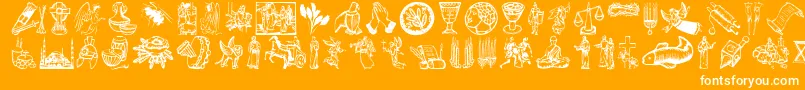 Police Religioussymbols – polices blanches sur fond orange