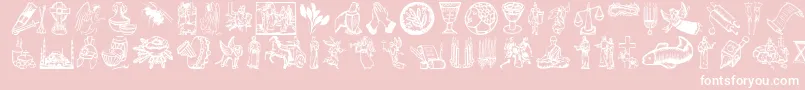 fuente Religioussymbols – Fuentes Blancas Sobre Fondo Rosa
