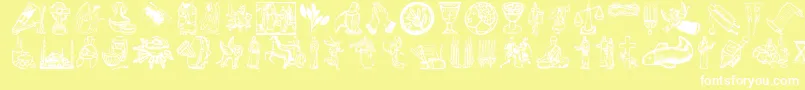 Religioussymbols-Schriftart – Weiße Schriften auf gelbem Hintergrund