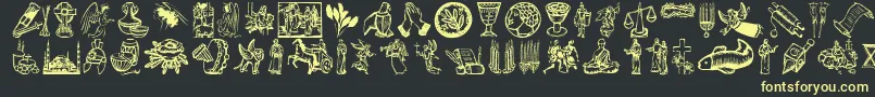 Religioussymbols Font – Yellow Fonts on Black Background