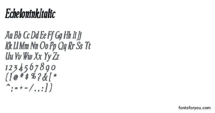 Schriftart EcheloninkItalic – Alphabet, Zahlen, spezielle Symbole