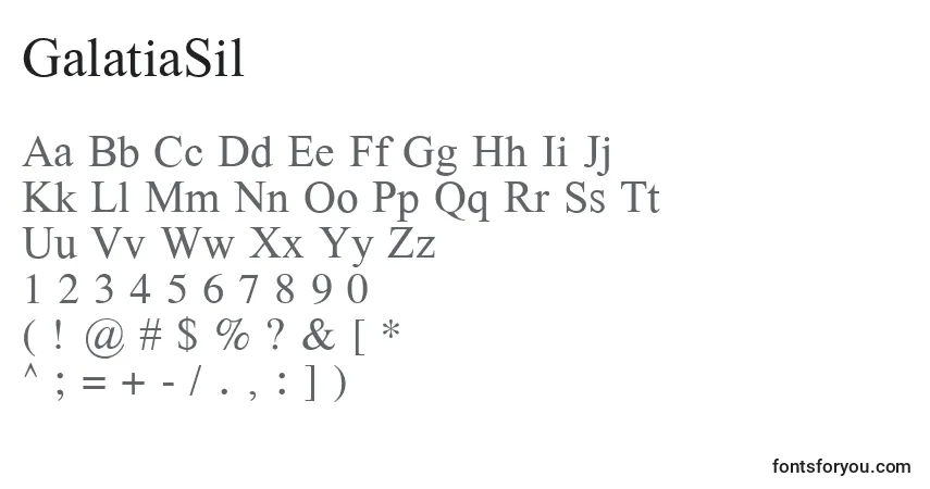 A fonte GalatiaSil – alfabeto, números, caracteres especiais