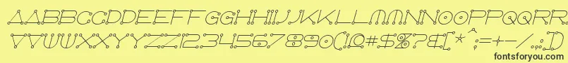 Fonte AnglocelestialItalic – fontes pretas em um fundo amarelo