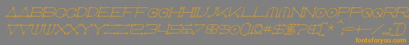 Weitere Informationen zur AnglocelestialItalic-Schriftart AnglocelestialItalic-Schriftart – Orangefarbene Schriften auf grauem Hintergrund
