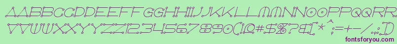 フォントAnglocelestialItalic – 緑の背景に紫のフォント