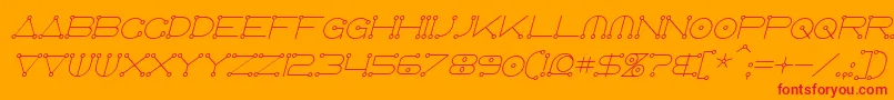 Czcionka AnglocelestialItalic – czerwone czcionki na pomarańczowym tle