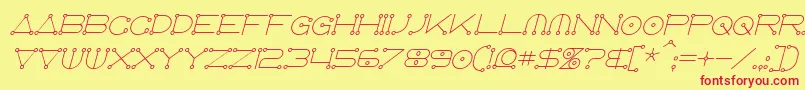 AnglocelestialItalic-fontti – punaiset fontit keltaisella taustalla