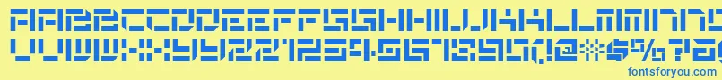 De Stencil Nf Font – Blue Fonts on Yellow Background