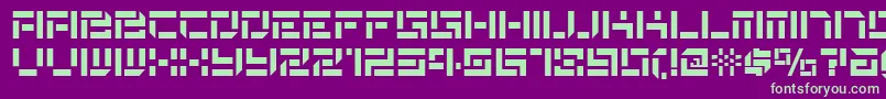 De Stencil Nf Font – Green Fonts on Purple Background