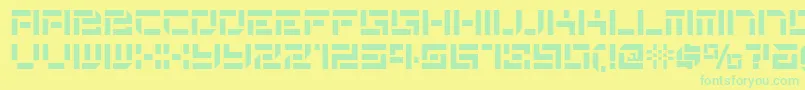 De Stencil Nf Font – Green Fonts on Yellow Background
