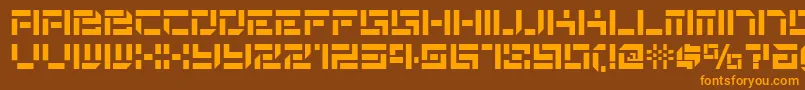 De Stencil Nf Font – Orange Fonts on Brown Background