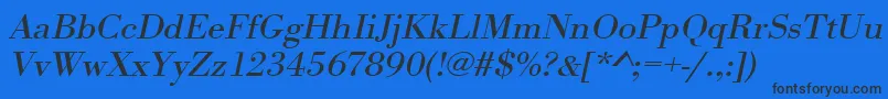 UrwbodonitextwidOblique Font – Black Fonts on Blue Background