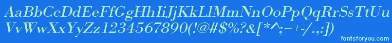 UrwbodonitextwidOblique Font – Green Fonts on Blue Background