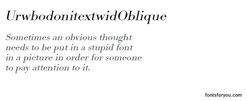 Review of the UrwbodonitextwidOblique Font
